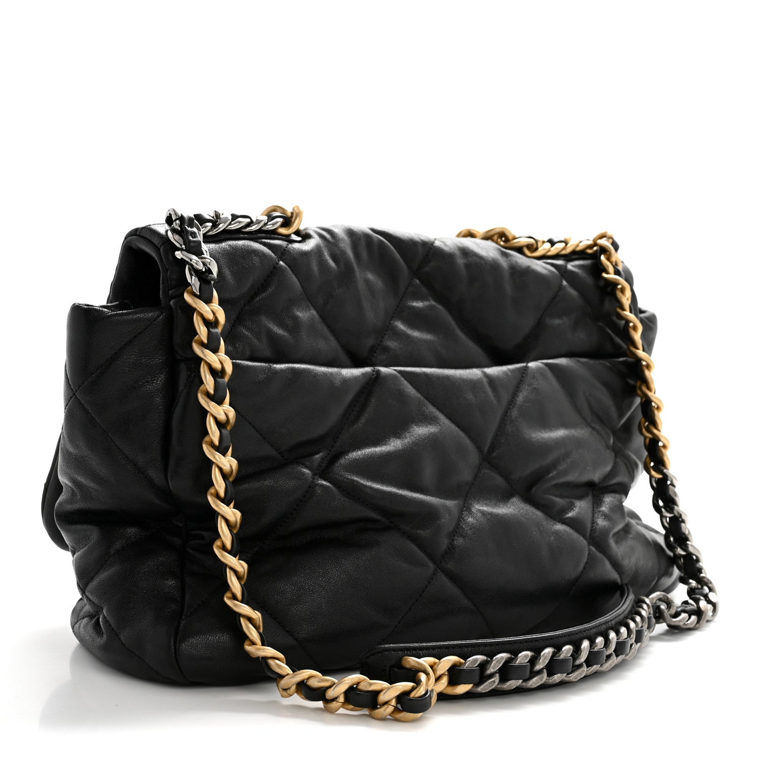 Goatskin Quilted Maxi CHNL 19 Flap Black