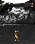 Crinkled Calfskin Matelasse Monogram Niki Multipocket Shopping Tote Black