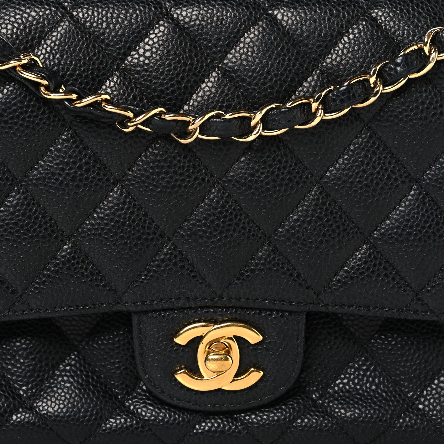Caviar Quilted Medium Double Flap Black