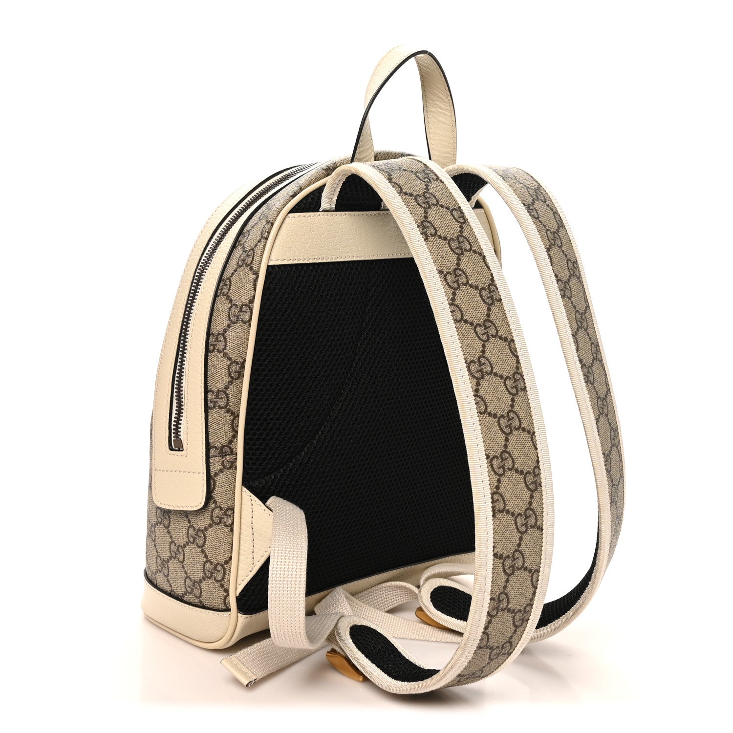 GG Supreme Monogram Textured Calfskin Web Small Ophidia Day Backpack Beige Ebony Mystic White