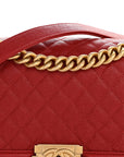 Lambskin Quilted Medium Boy Flap Red