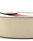 Textured Calfskin Web Mini Ophidia Round Shoulder Bag Mystic White