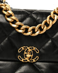 Goatskin Quilted Large CHNL 19 Flap Black