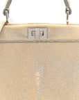 Stingray Shiny Nappa Petite Peekaboo I SEE U Satchel Beige