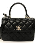 Lambskin Quilted Small Trendy CC Dual Handle Flap Bag Black