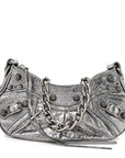 Metallic Agneau Arena Le Cagole Chain Shoulder Bag XS Silver