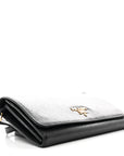 Saffiano Metal Flap Wallet With Strap Black