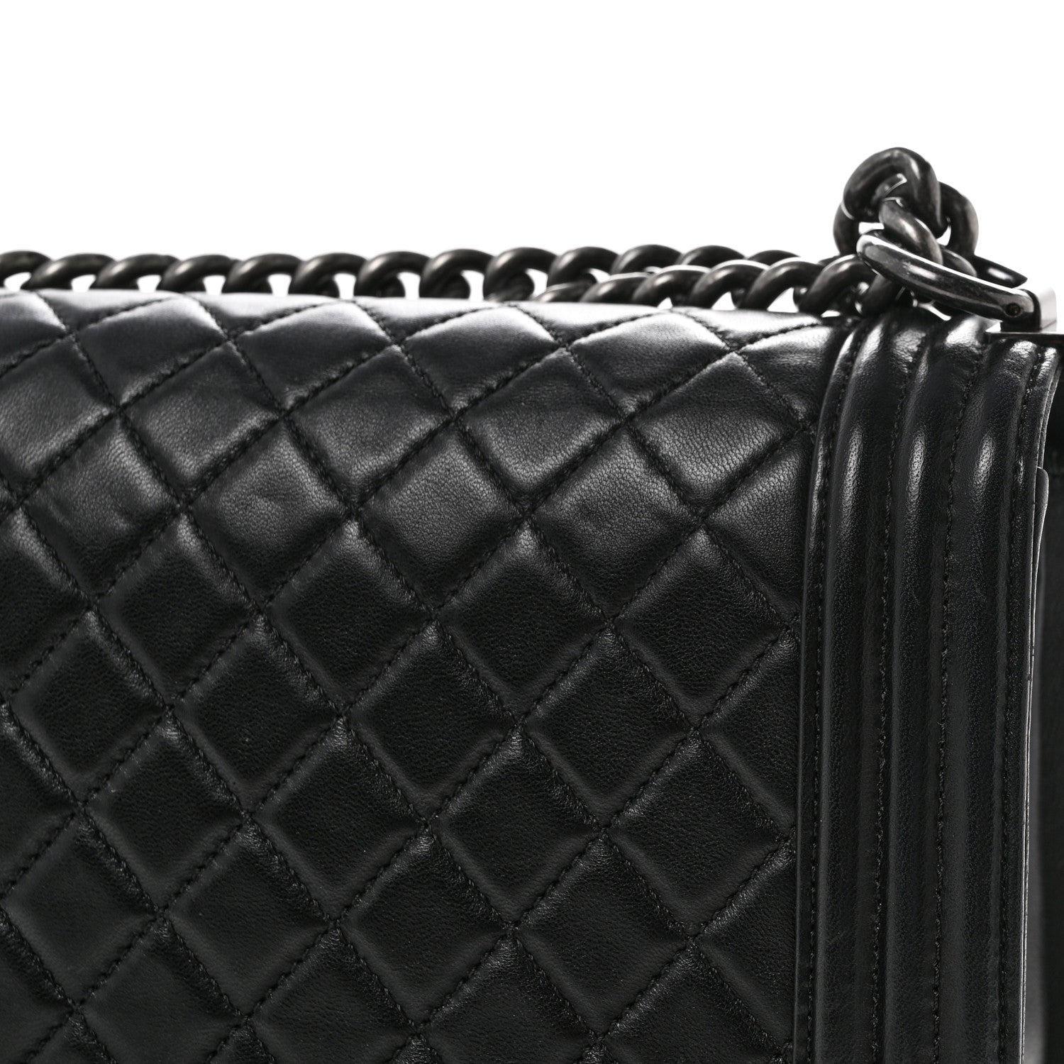 Lambskin Quilted Medium Boy Flap Black