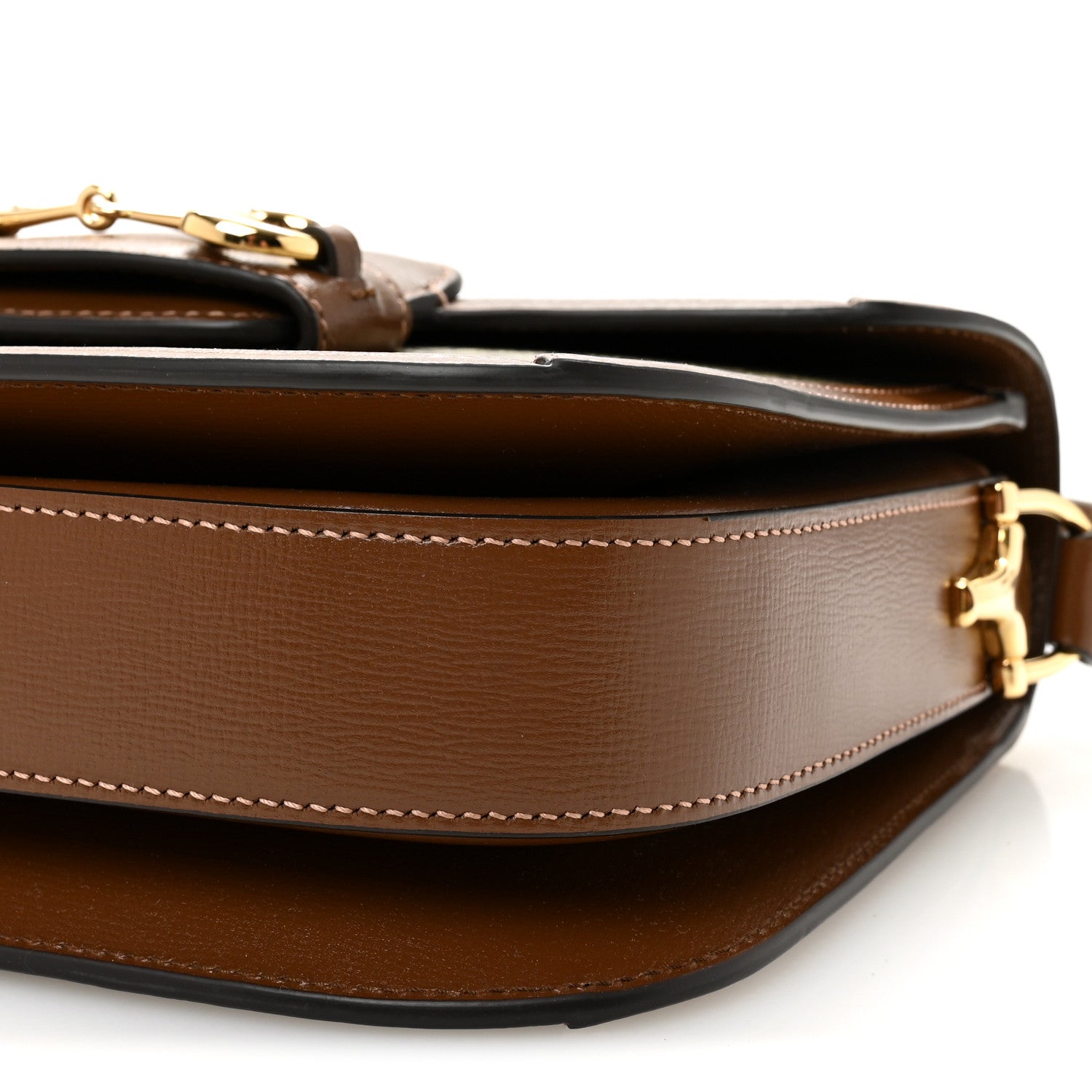 GG Supreme Monogram Azalea Calfskin Horsebit 1955 Shoulder Bag Beige Brown Sugar