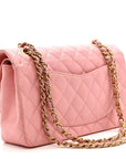 Caviar Quilted Medium Double Flap Pink