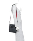 GG Supreme Monogram Web Small Flat Messenger Bag Black Grey
