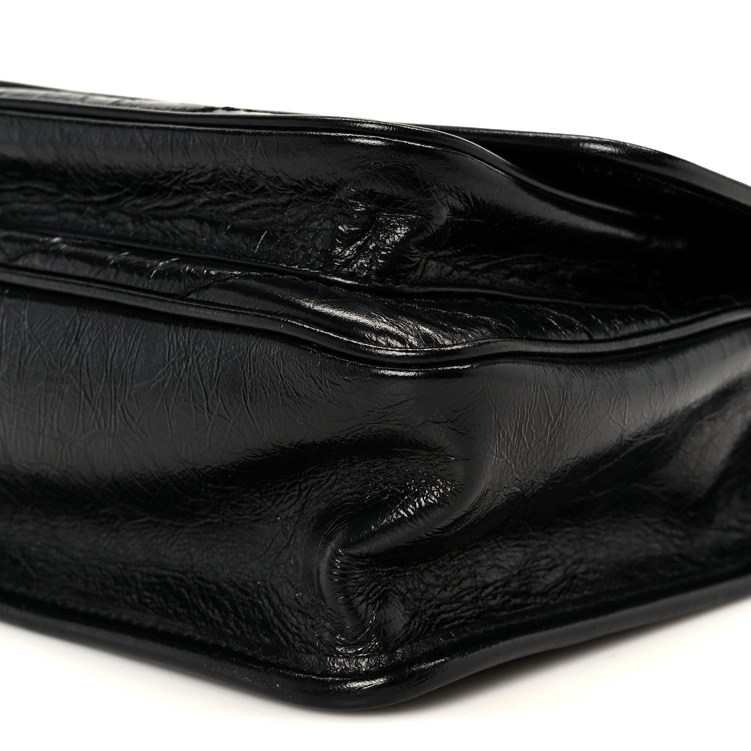 Crinkled Calfskin Matelasse Monogram Baby Niki Chain Satchel Black