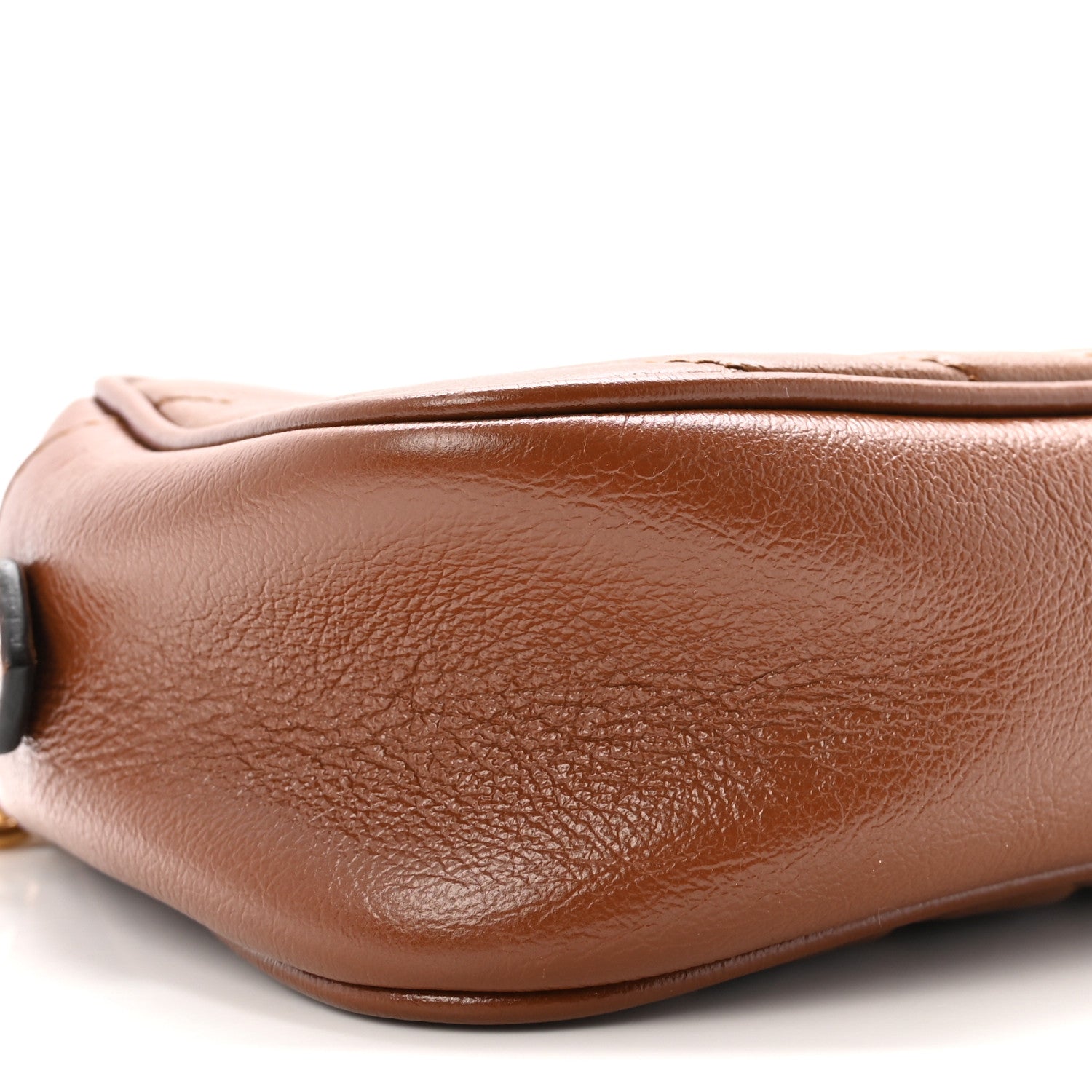 Glazed Calfskin Matelasse Diagonal Small GG Marmont Chain Shoulder Bag Cuir