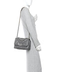 Lambskin Quilted Medium CHNL 19 Flap Dark Grey
