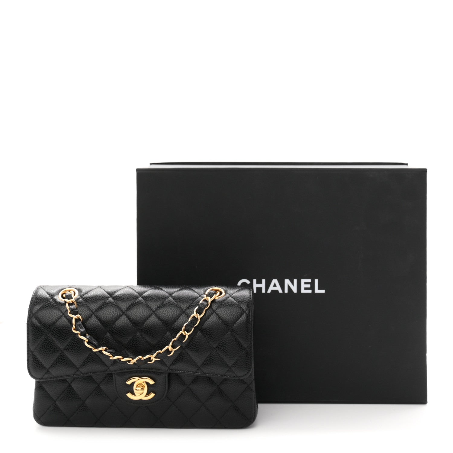 Caviar Quilted Small Double Flap Black