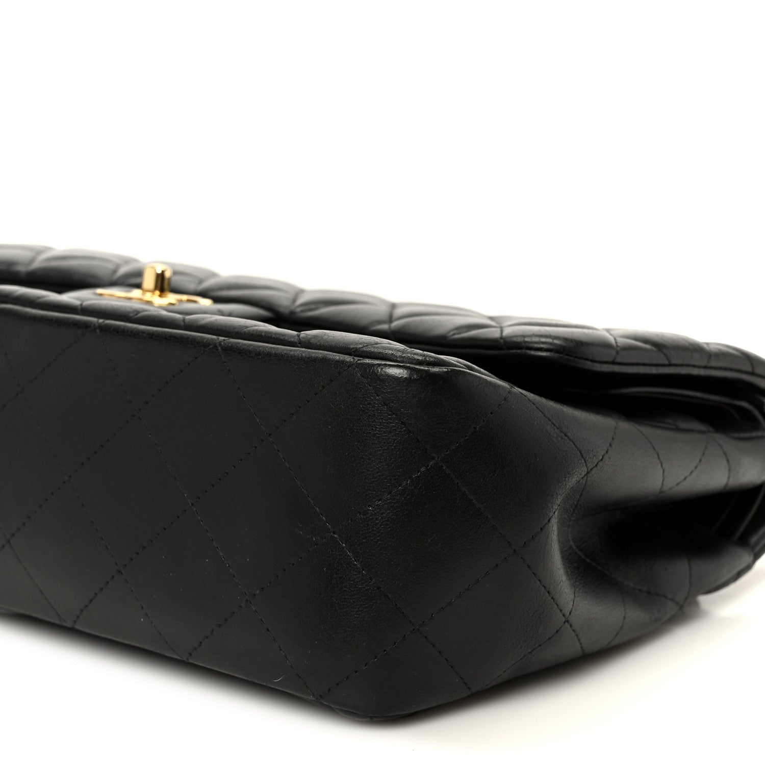 Lambskin Quilted Jumbo Double Flap Black