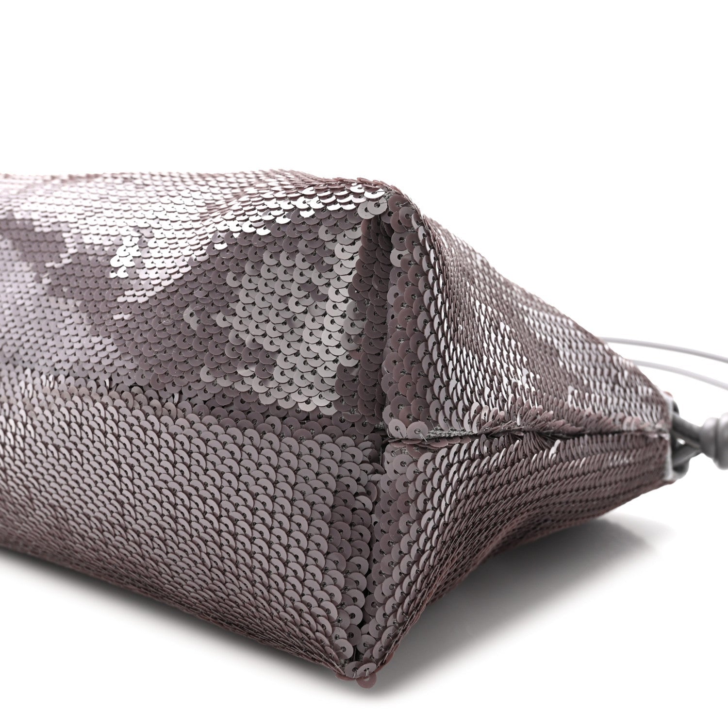 Sequin Medium Donut Chain Flamenco Knot Clutch Grey