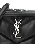 Lambskin Quilted Small Loulou Puffer Monogram Chain Satchel Black