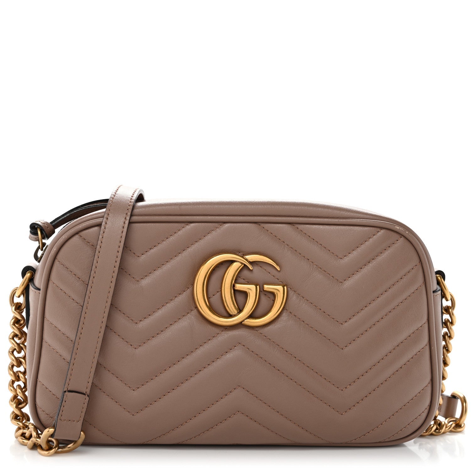 Calfskin Matelasse Small GG Marmont Chain Shoulder Bag Porcelain Rose