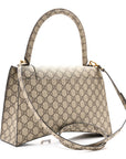 X GCCI GG Supreme Monogram Medium Hourglass Top Handle Bag Beige Ebony