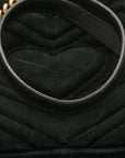 Velvet Matelasse Loved Embroidered Medium GG Marmont Shoulder Bag Black
