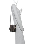 Vitello Liberty F is FNDI Bi-Color FF 1974 Embossed Mini Mon Tresor Bucket Bag Maya Black
