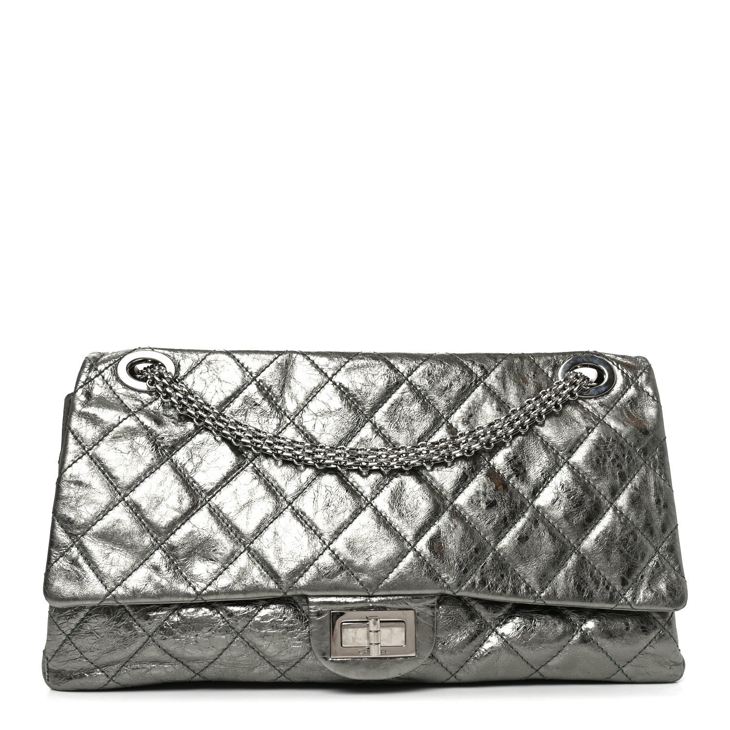 Metallic Aged Calfskin Quilted 2.55 Reissue 227 Flap Vert Fonce