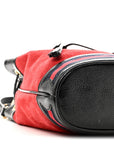 Suede Patent Web Small Ophidia Bucket Bag Hibiscus Red Black