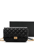 Aged Calfskin Quilted 2.55 Reissue Chain Waist Bag Black