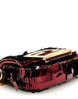 Sequin Paillettes Shiny Nappa Sex and the City Nano Maxi Buckle Baguette Charm Granata