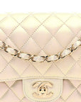 Iridescent Lambskin Quilted Medium Double Flap Ivory