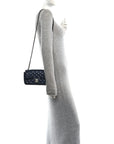 Lambskin Quilted Mini Rectangular Flap Dark Navy Blue