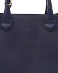 Derby Calfskin House Check Medium Banner Tote Ink Blue