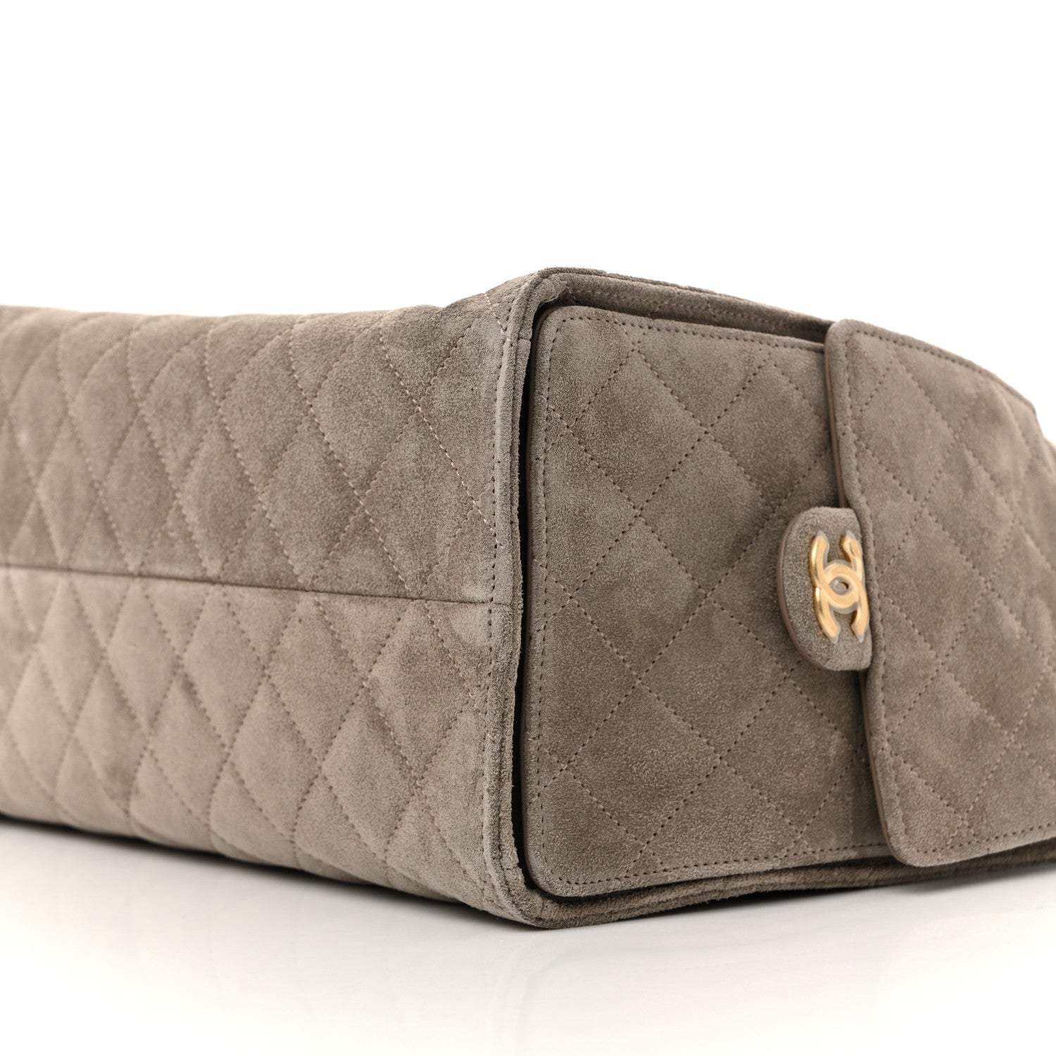 Suede Quilted Medium CHNL 25 Handbag Grey