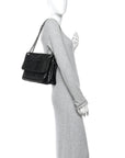 Crinkled Calfskin Matelasse Monogram Medium Niki Chain Satchel Black