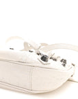 Extra Supple Calfskin Crocodile Embossed Le Cagole Mini Purse With Chain White