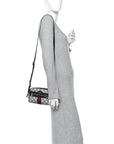 GG Supreme Monogram Textured Dollar Calfskin Web Mini Ophidia Shoulder Bag Beige Blue