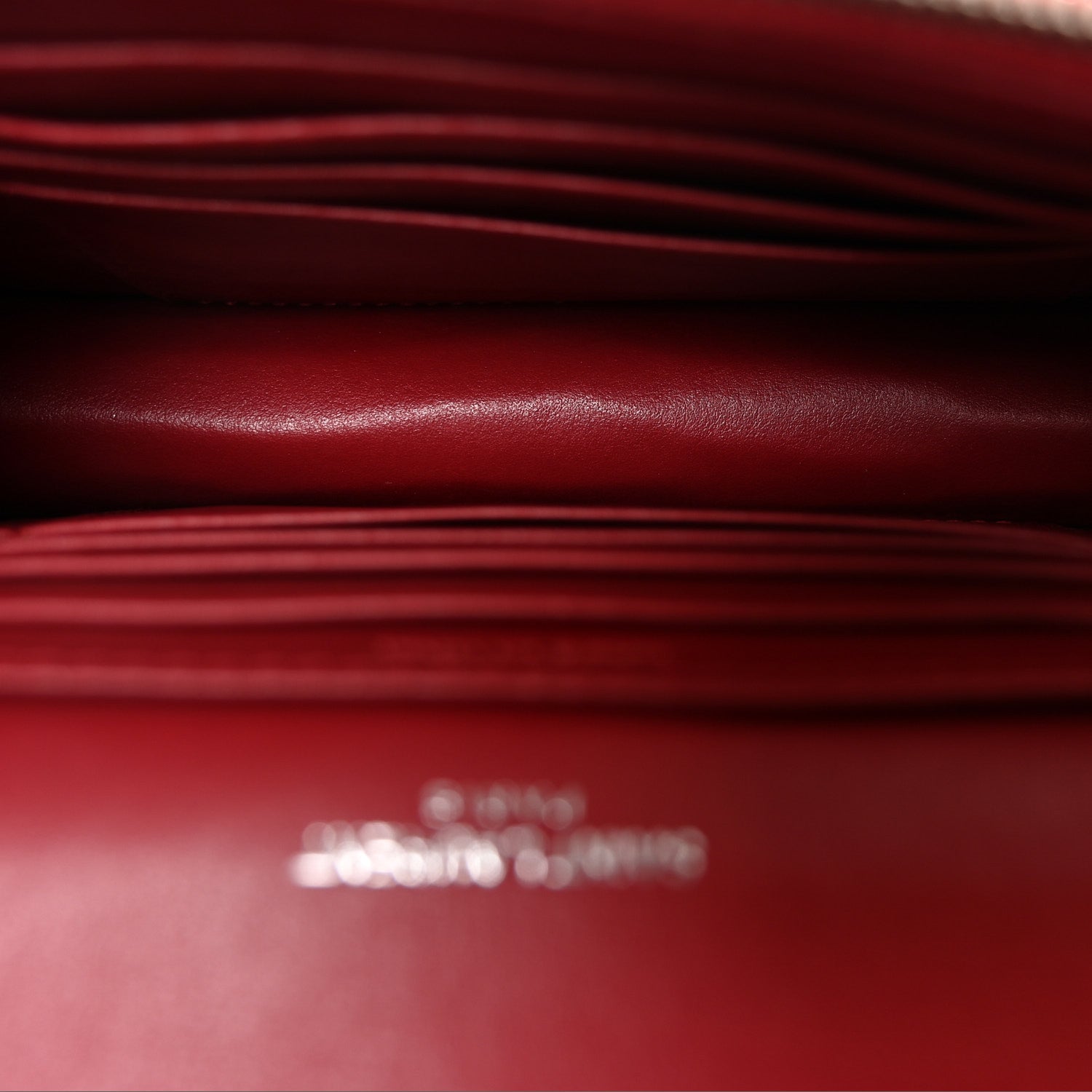 Calfskin Crocodile Embossed Monogram Sunset Chain Wallet Rouge Eros