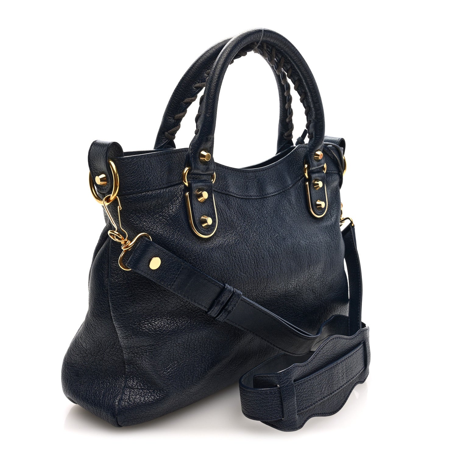 Chevre Gold Metallic Edge Hardware Town Bleu Nuit Dark Sea
