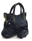 Chevre Gold Metallic Edge Hardware Town Bleu Nuit Dark Sea