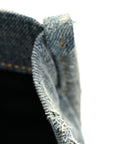 Washed Frayed Denim Logo Medium Hardware Tote Blue