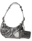 Metallic Agneau Arena Le Cagole Shoulder Bag XS Silver