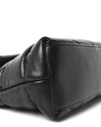 Lambskin Quilted Monogram Monochrome Medium Loulou Puffer Chain Satchel Black