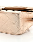 Metallic Lambskin Quilted Medium Double Flap Gold Black