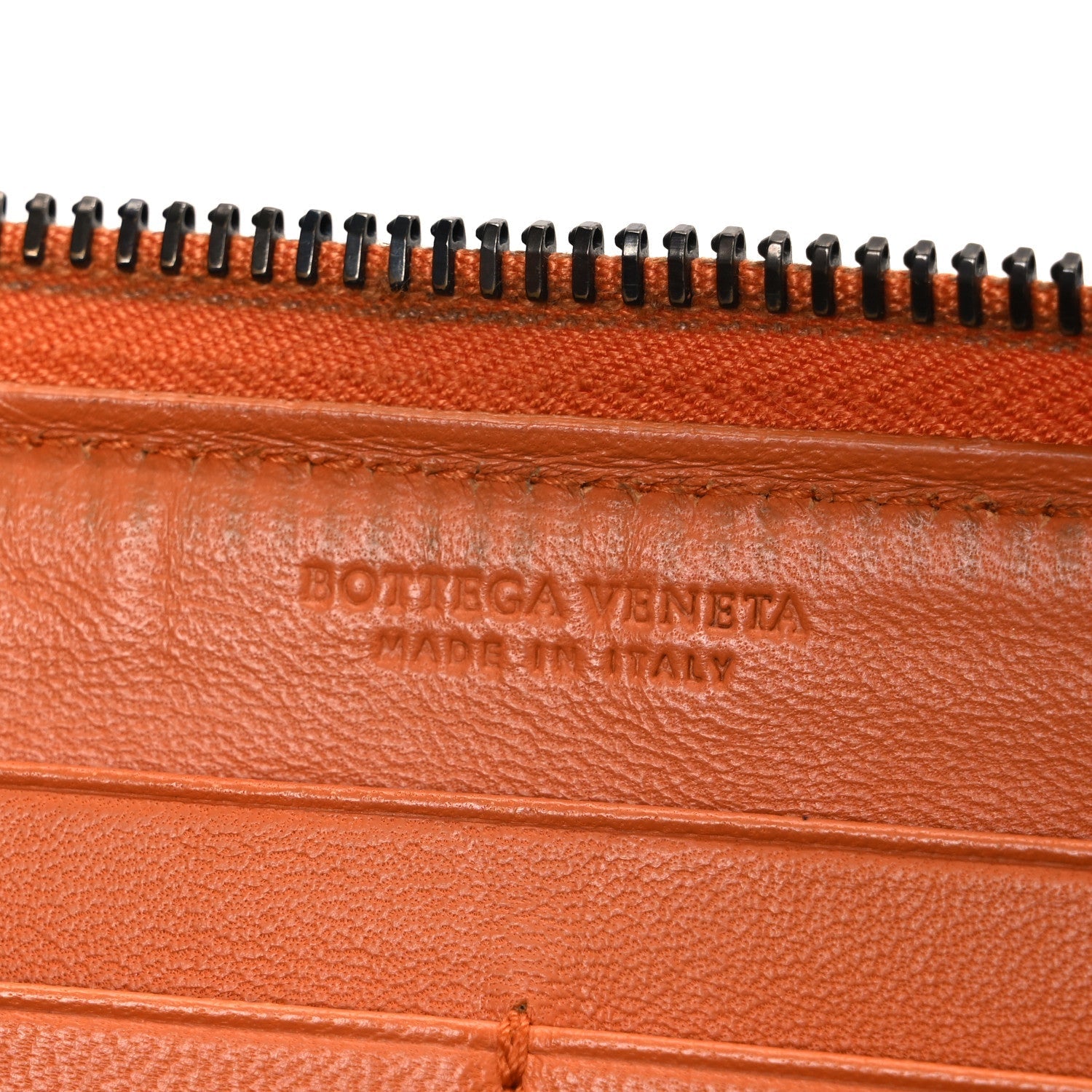 Nappa Intrecciato Zip Around Wallet Orange