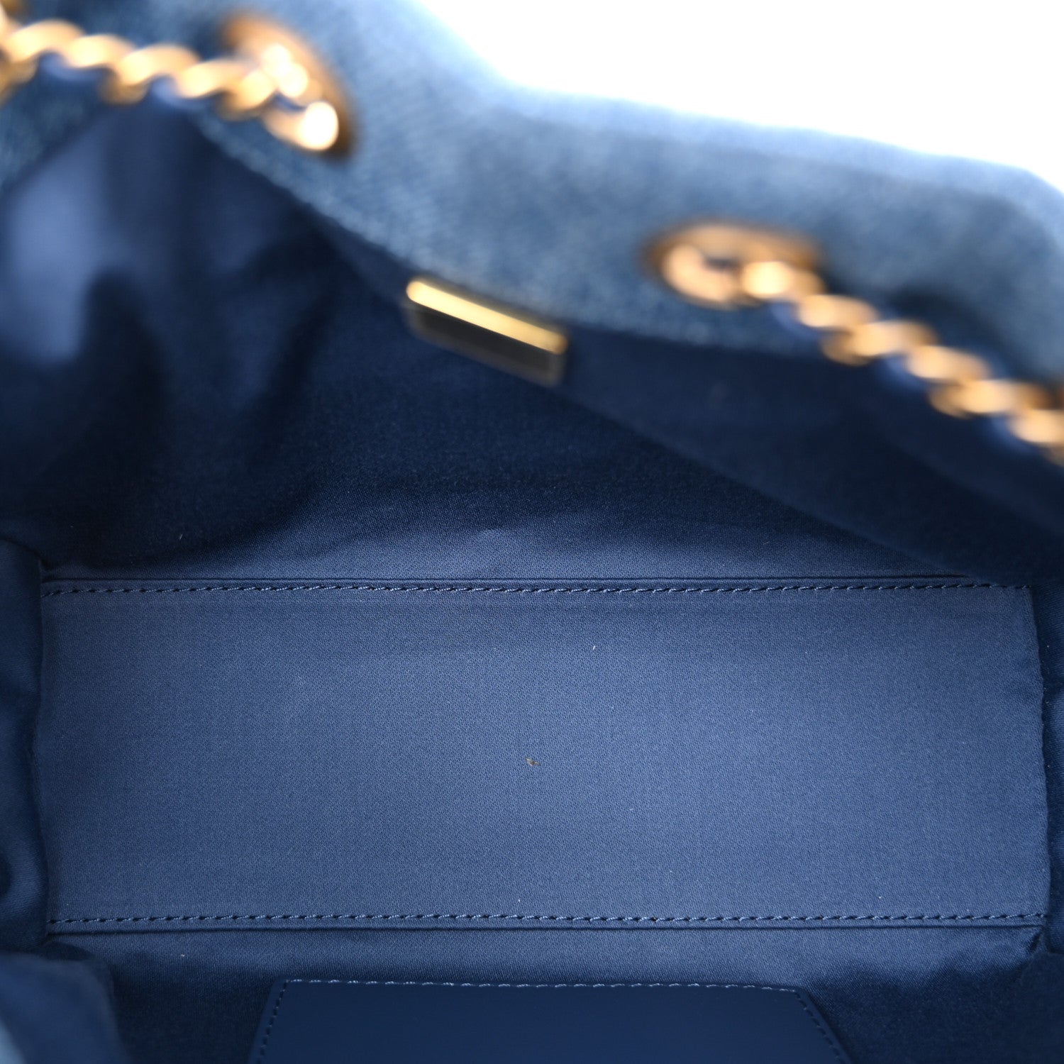 Washed Denim Quilted Mini CHNL 25 Handbag Blue