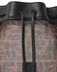 Mesh Vitello Grace F is FNDI FF 1974 Mini Mon Tresor Bucket Bag Marrone Black Ebano