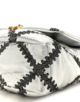 Metallic Calfskin Crochet Medium CHNL 19 Flap Silver