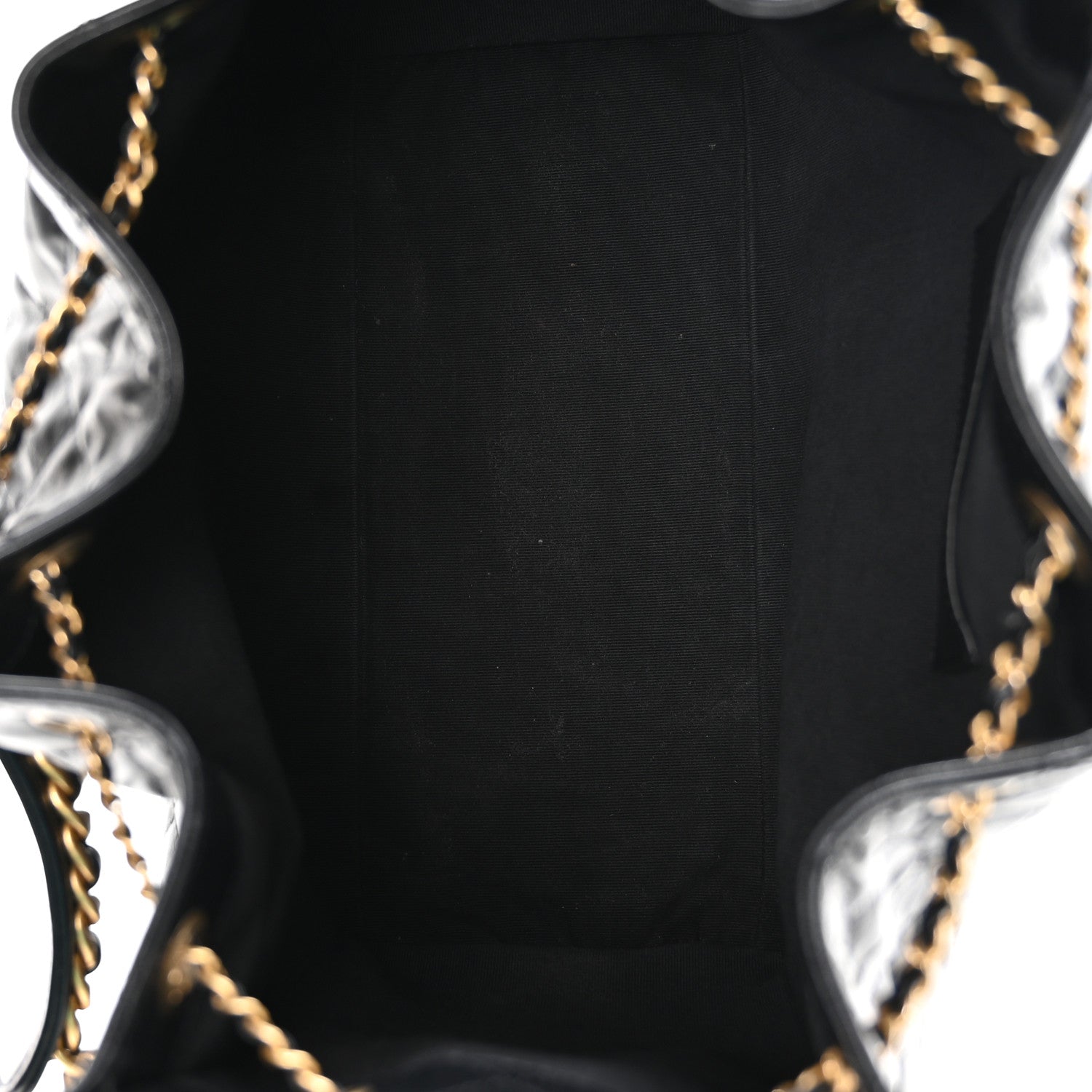 Shiny Crumpled Calfskin Quilted Medium CHNL 25 Handbag Black