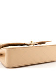 Caviar Quilted Medium Double Flap Beige